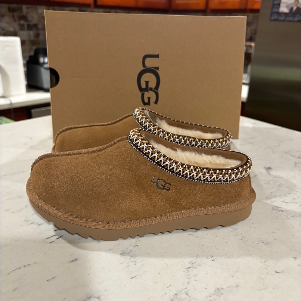 UGG Tasman II Slipper Big Kids Suede Upper 1019066K Chestnut 100% Original New - Picture 7 of 14
